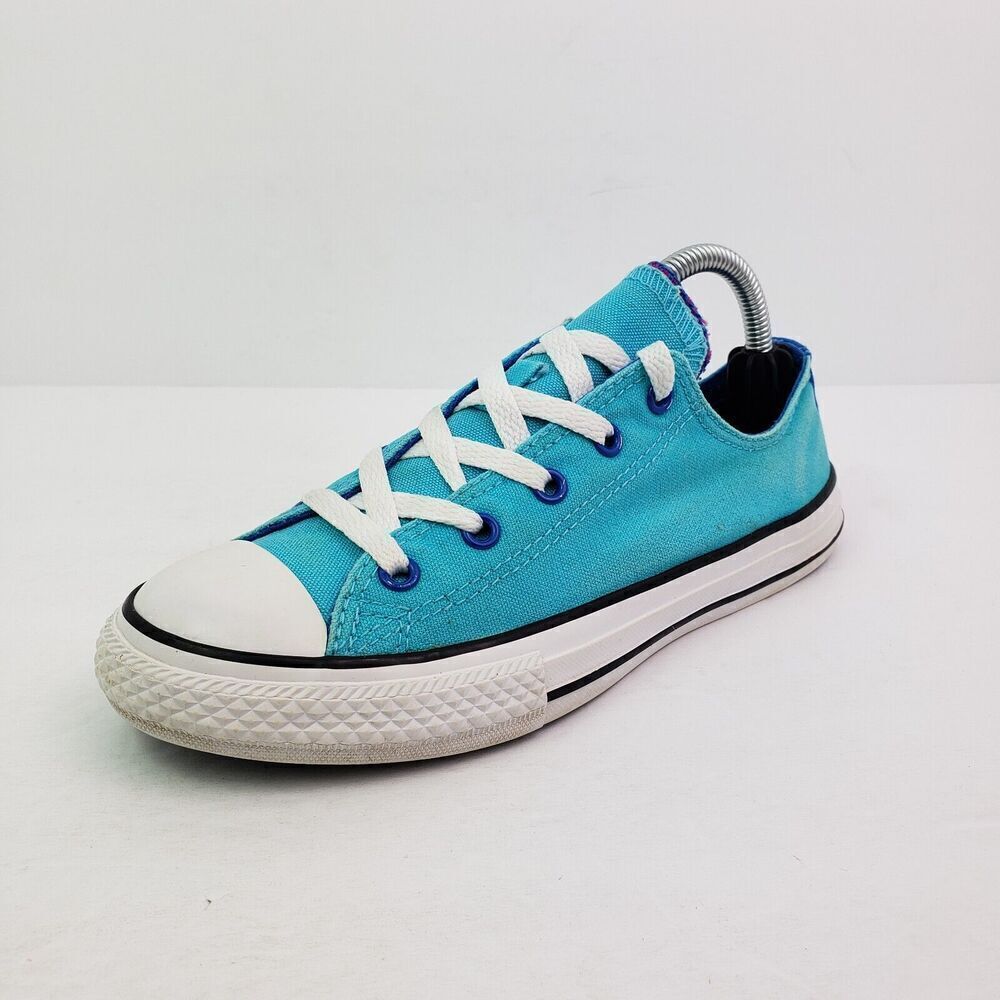 Converse Chuck Taylor Boys Size 3Y Teal Blue White Low Top Sneaker Shoes - Picture 2 of 12